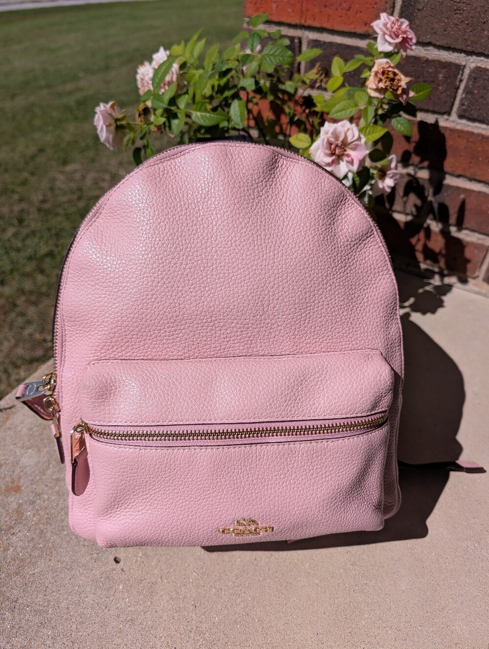 🩷EUC Coach #30550 Charlie Pebbled Leather Adjustable Backpack In Blush Pink